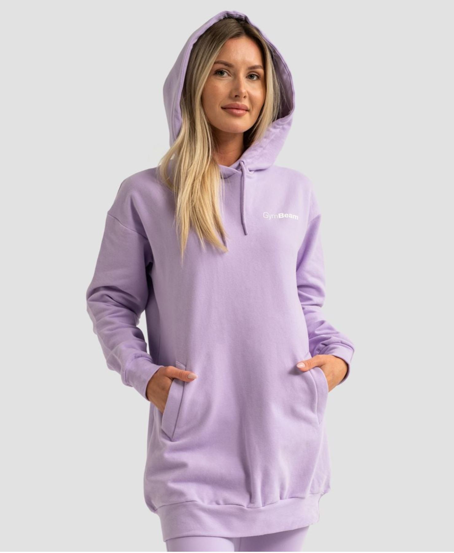 GymBeam LIMITLESS Longline Hoodie mit Seitentaschen Hoodie-Extralang
