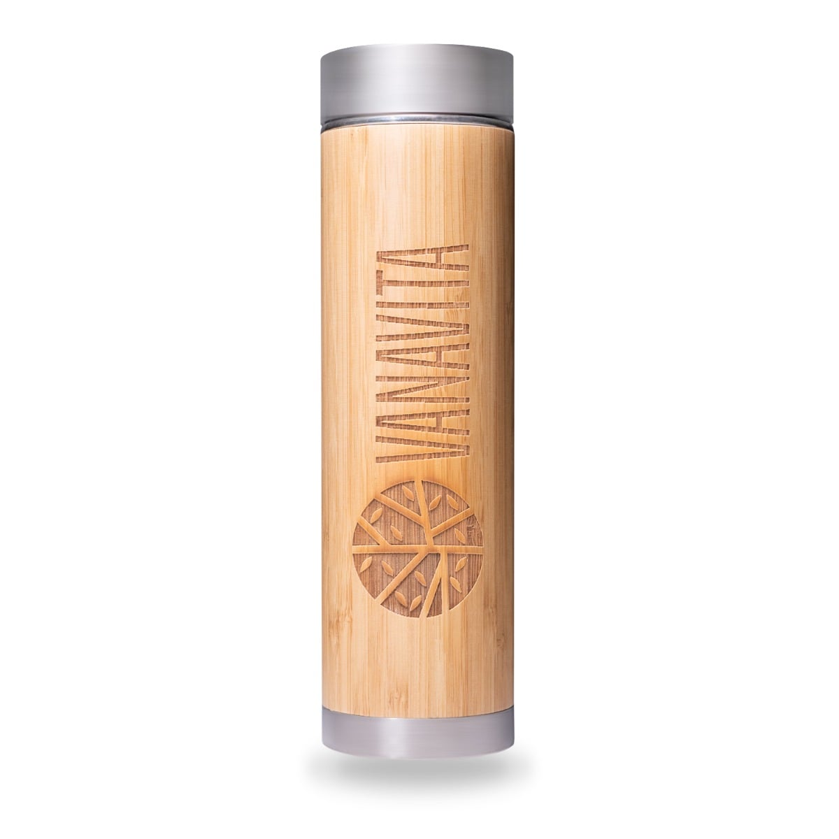 VanaVita Edelstahl-Bambustrinkflasche mit Infuser Aufgussfilter Designer Bambusflasche mit Sieb 500 ml