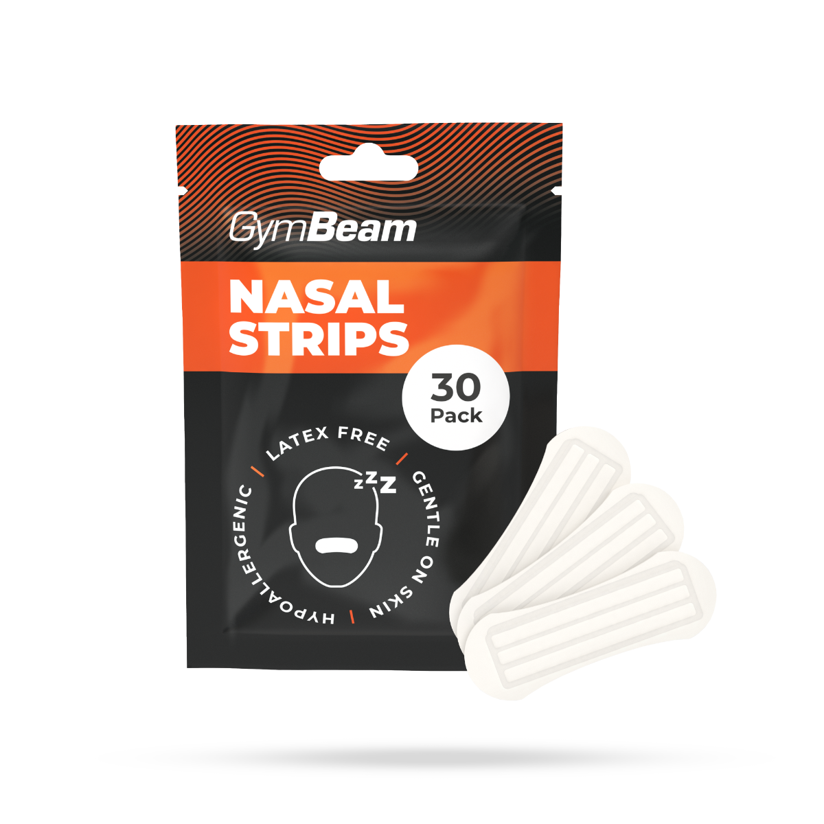 GymBeam Nasenstrips selbstklebend latexfrei Nasenstreifen hautfreundlich 30er-Pack