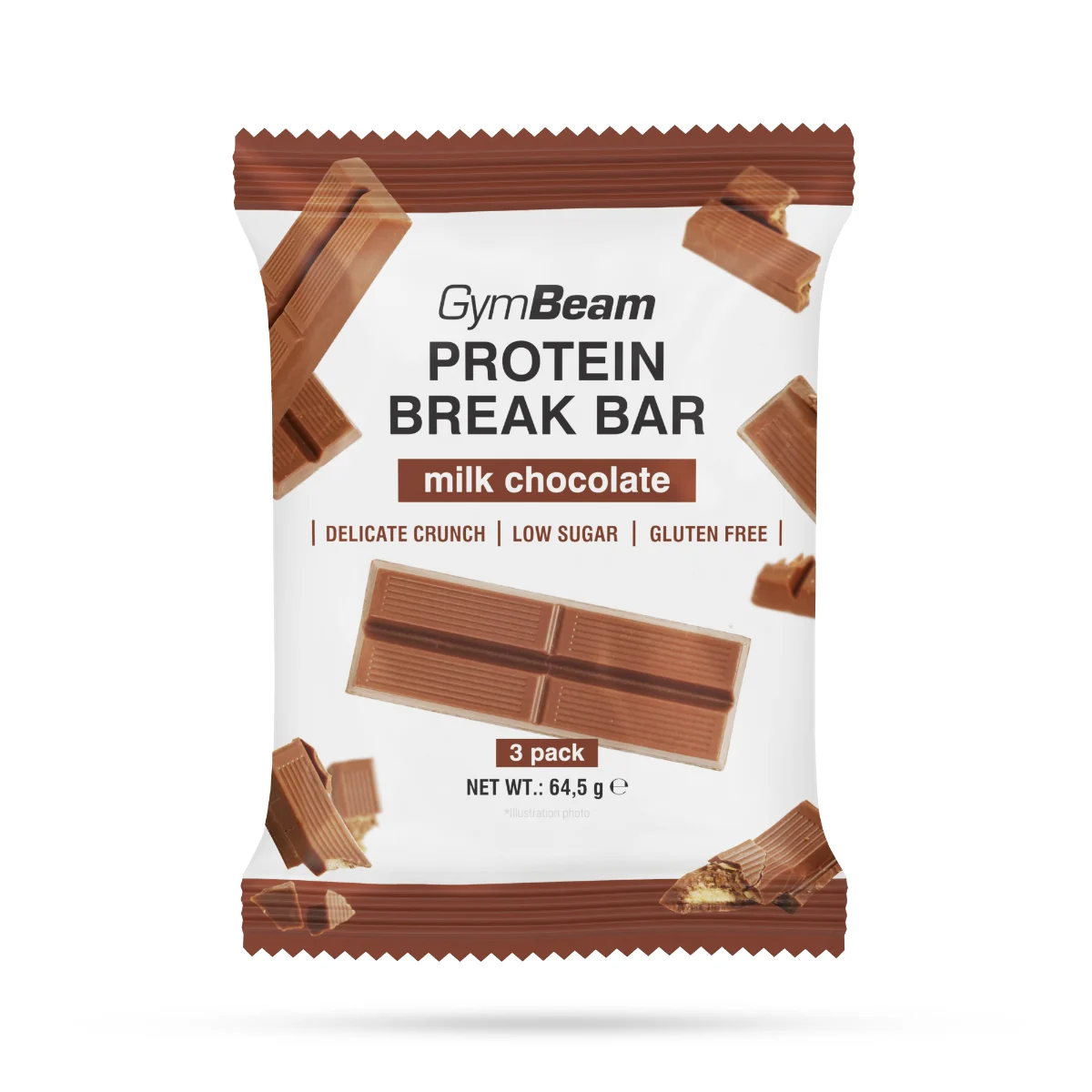 GymBeam Protein Schokoladenwaffel Break Bar Proteinwaffel als Schokowaffel im 3er-Pack