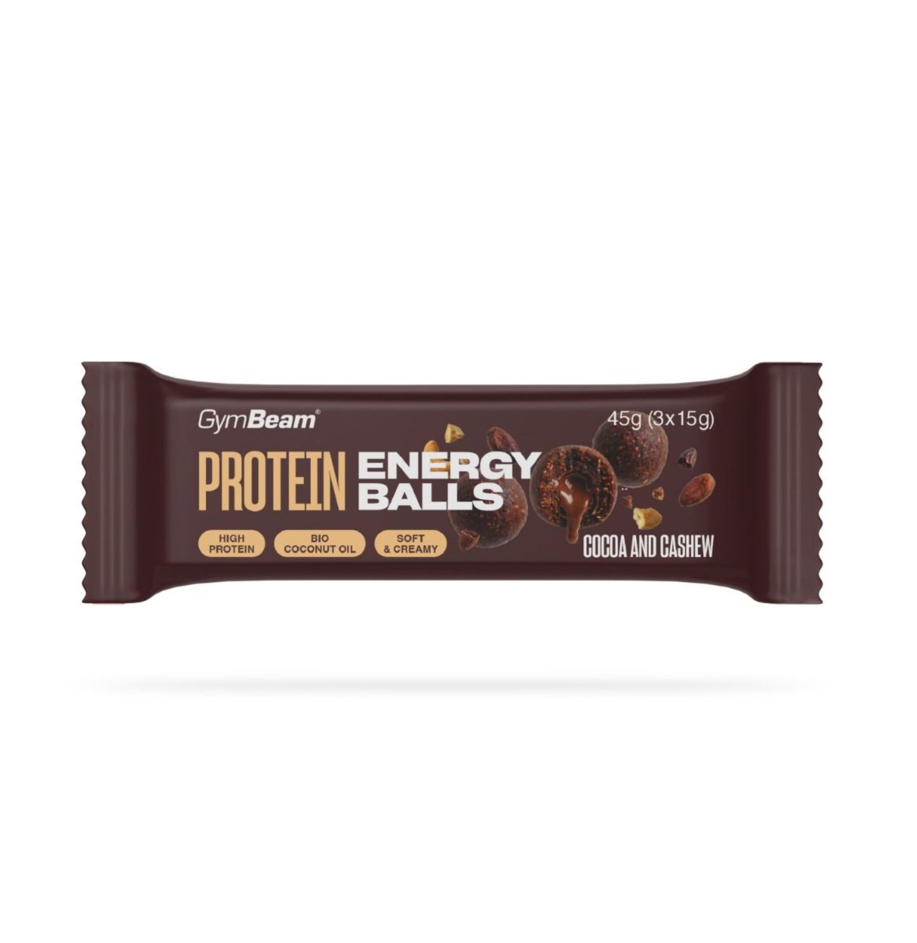 GymBeam Protein Energy Balls Müslibälle Dattelbällchen mit cremiger Cocoa & Cashew Füllung