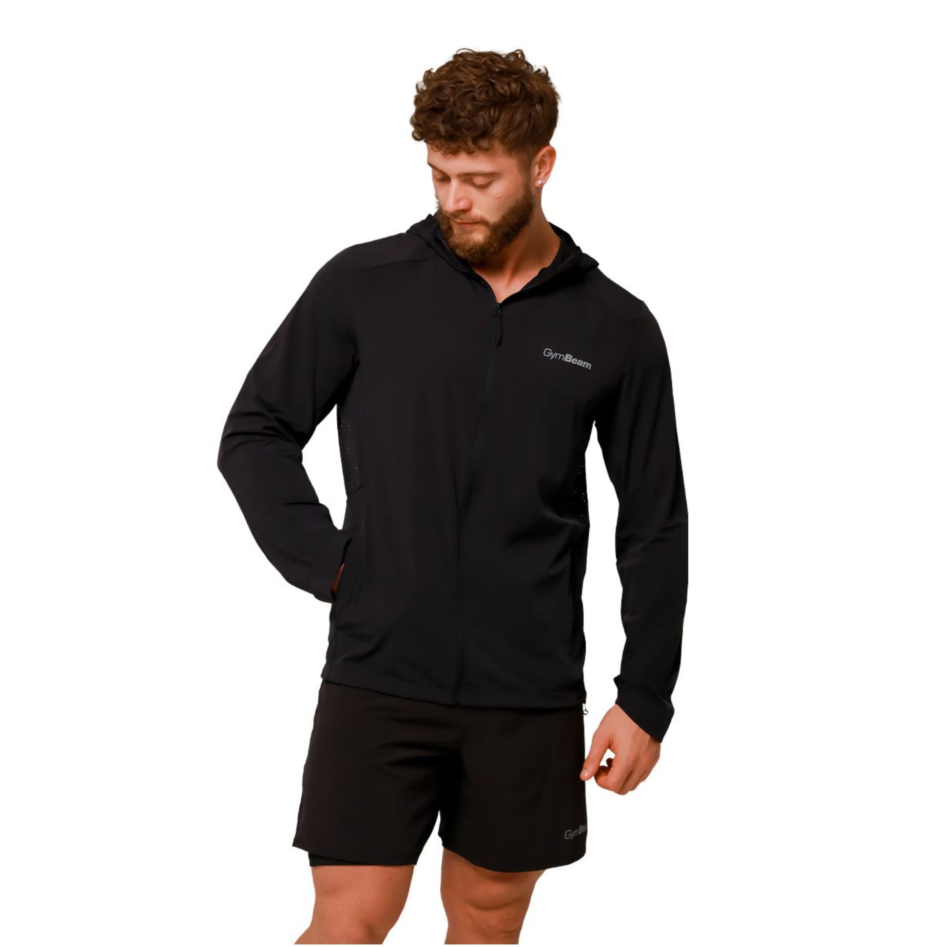 GymBeam PULSE Laufjacke wasserdicht Trainingsjacke DWR-Imprägniert Schwarz Gr. S