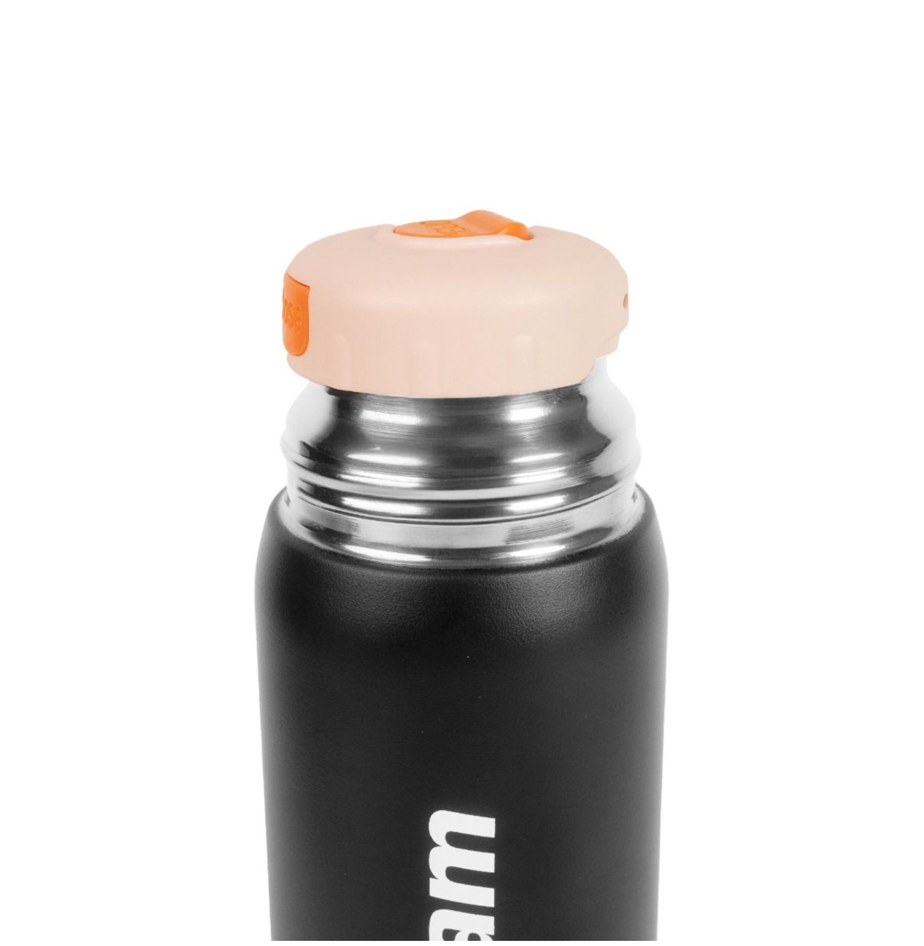 GymBeam Edelstahl-Isolierflasche 500 ml doppelwandig mit Becher schwarz warm & kalt