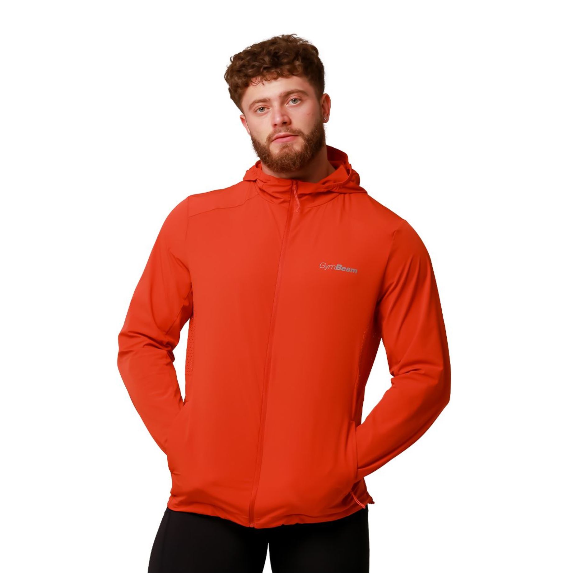 GymBeam PULSE Laufjacke wasserdicht Trainingsjacke DWR-Imprägniert Orange Gr. S