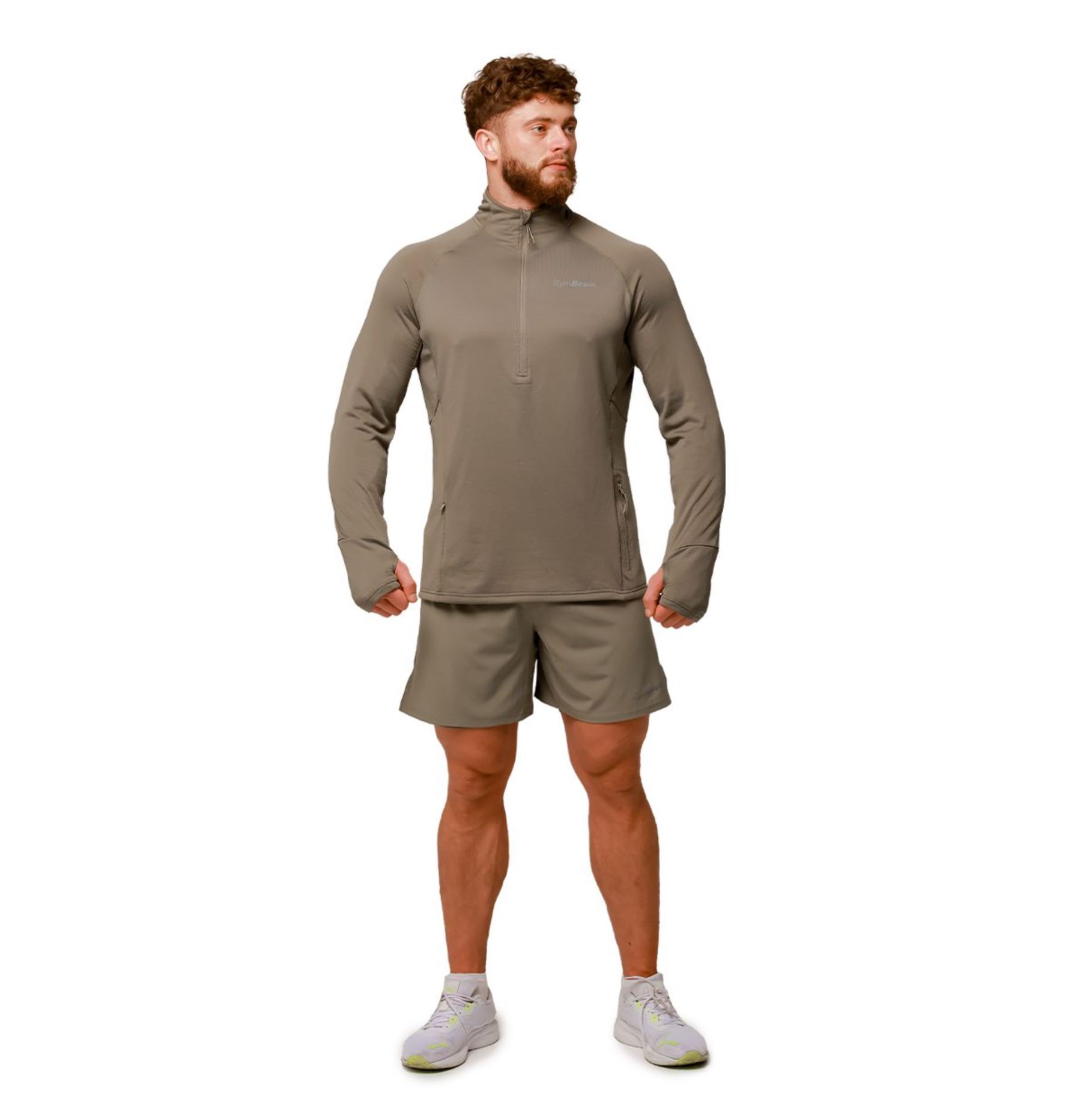 GymBeam PULSE Laufshorts 2in1 atmungsaktiv & schnelltrocknend mit Rückentasche Vetiver Gr. XL