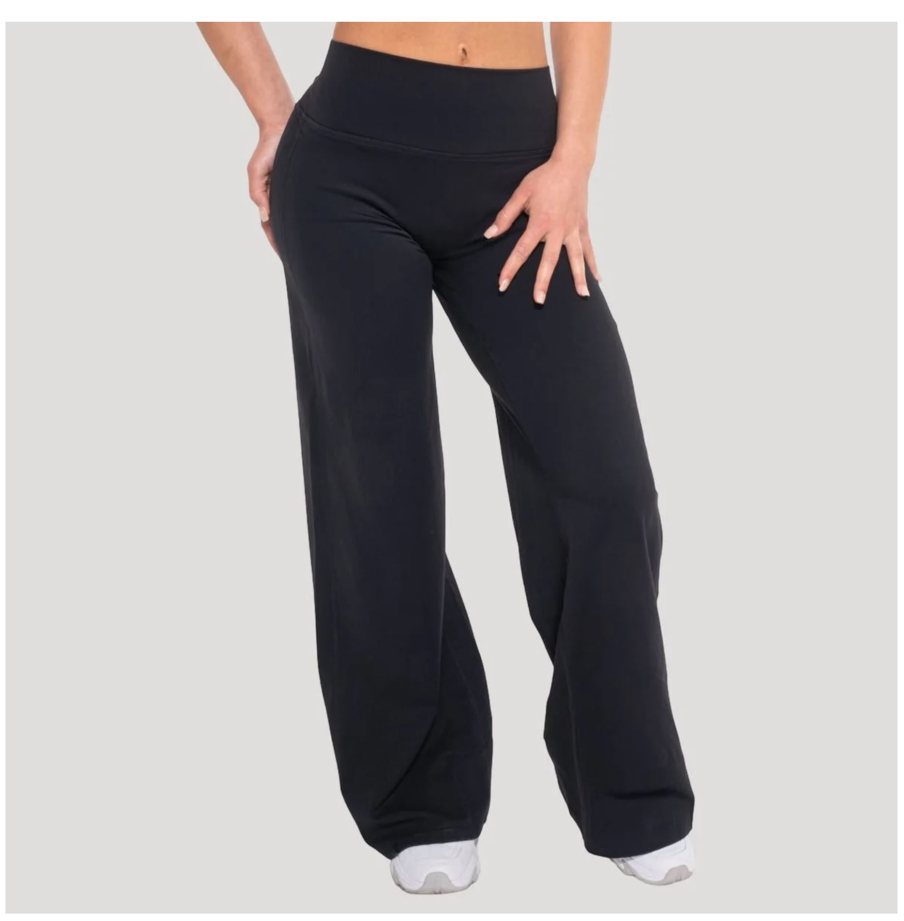 GymBeam Sporthose FLOW schwarz für Frauen Straight Pants atmungsaktive Trainingshose mit Strech Gr. L