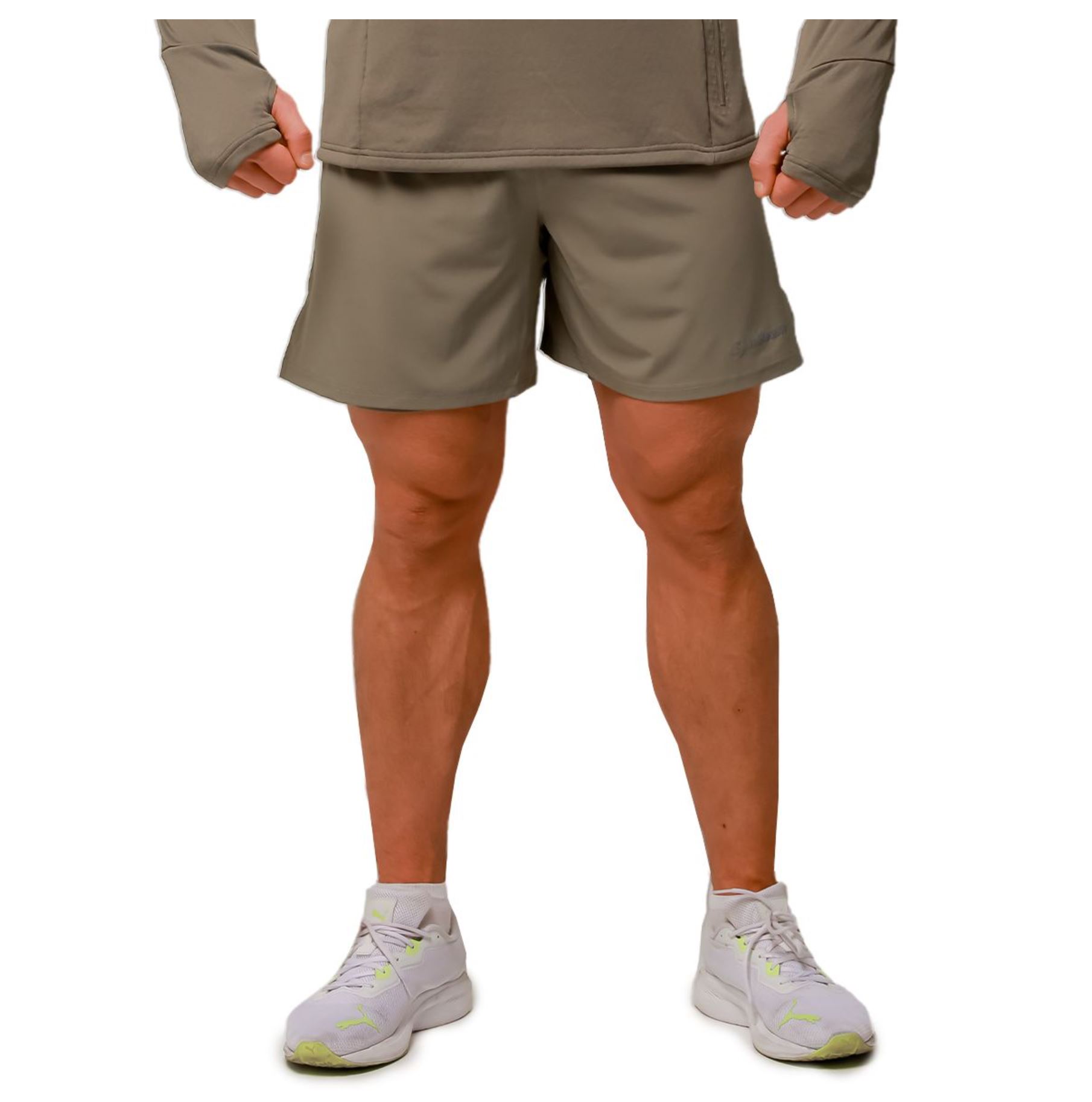 GymBeam PULSE Laufshorts 2in1 atmungsaktiv & schnelltrocknend mit Rückentasche Vetiver Gr. XL