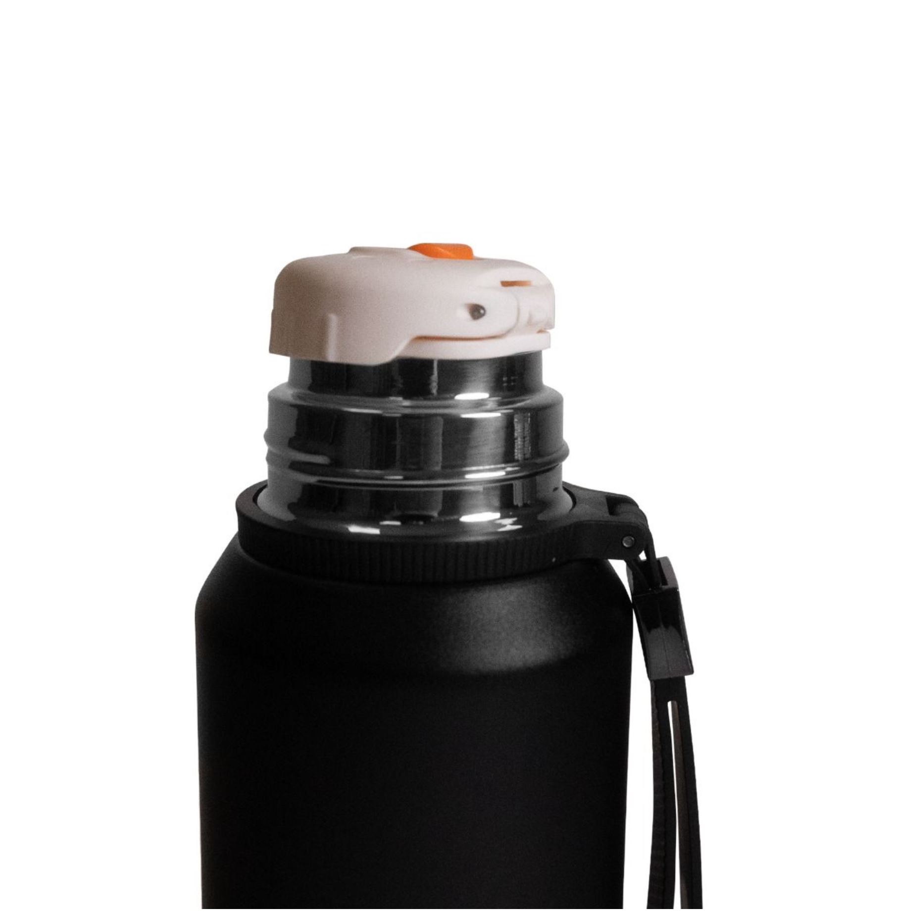 GymBeam Edelstahl-Thermosflasche 1 Liter schwarz mit Becher doppelwandig heiß & kalt bis 12 Std.