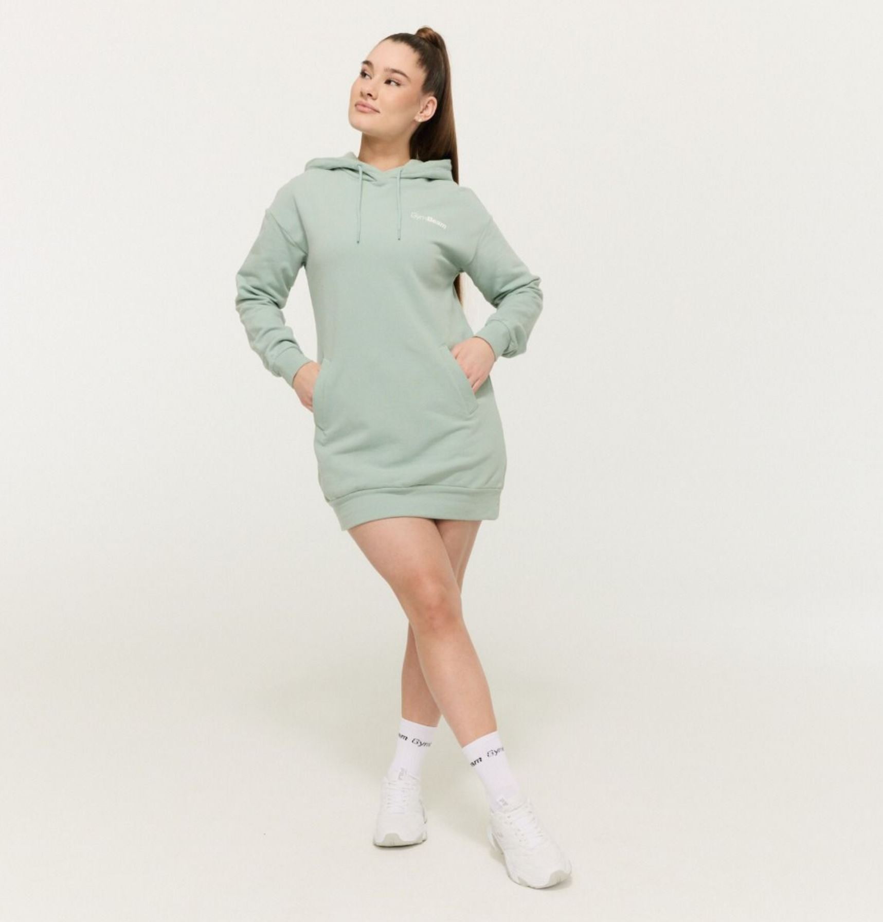 GymBeam LIMITLESS Longline Hoodie mit Seitentaschen Hoodie-Extralang