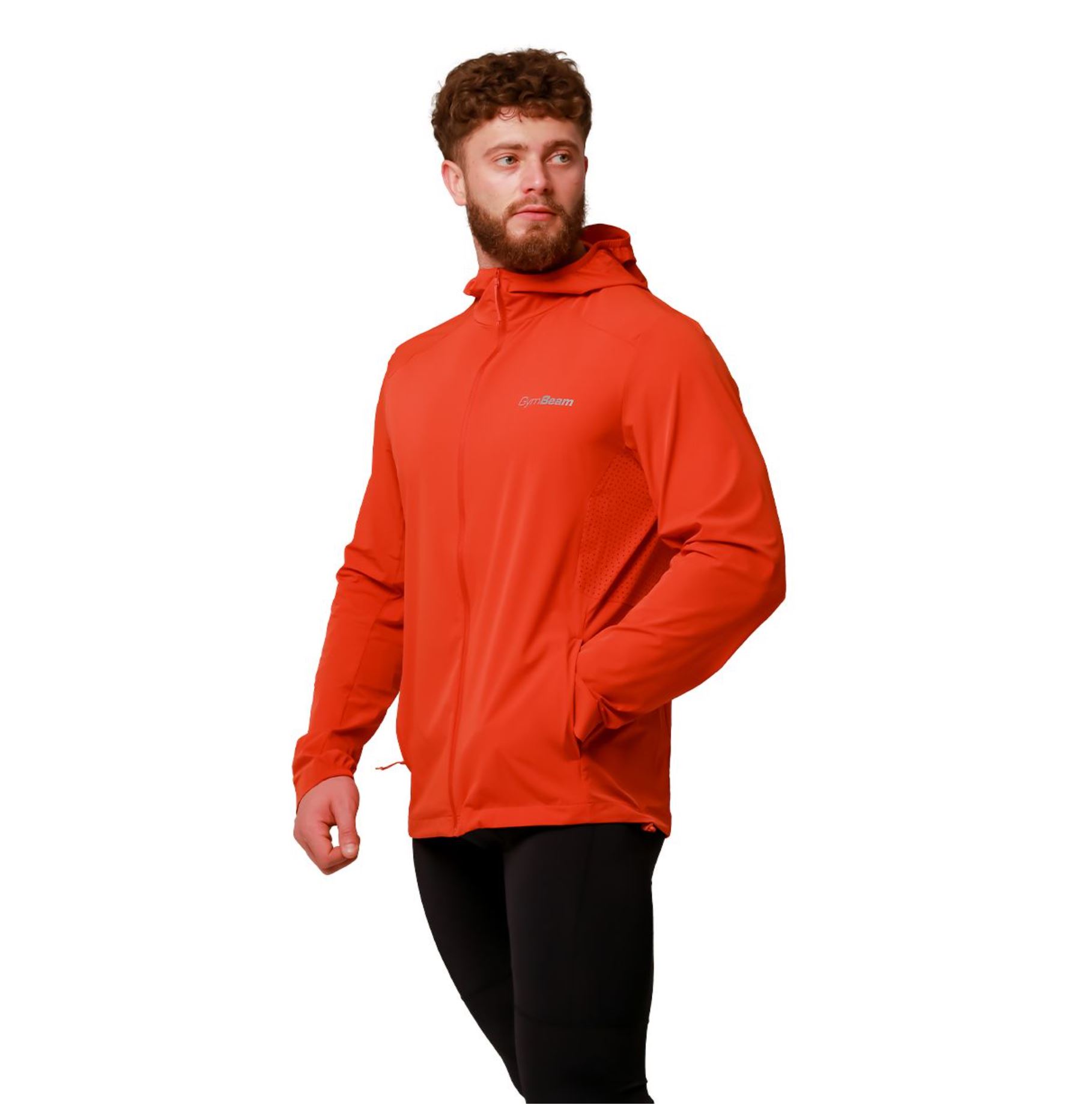 GymBeam PULSE Laufjacke wasserdicht Trainingsjacke DWR-Imprägniert Orange Gr. S
