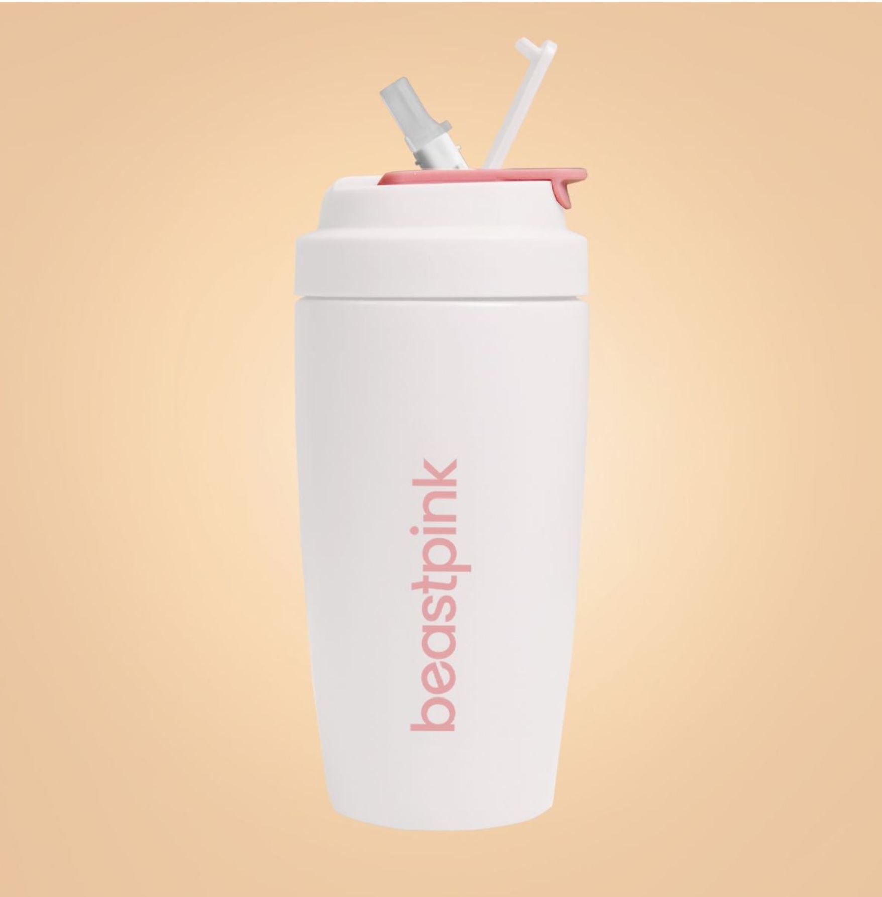 BeastPink Edelstahl-Thermobecher mit Strohhalm doppelwandige Isolierung für warm & Kaltgetränke 500 ml