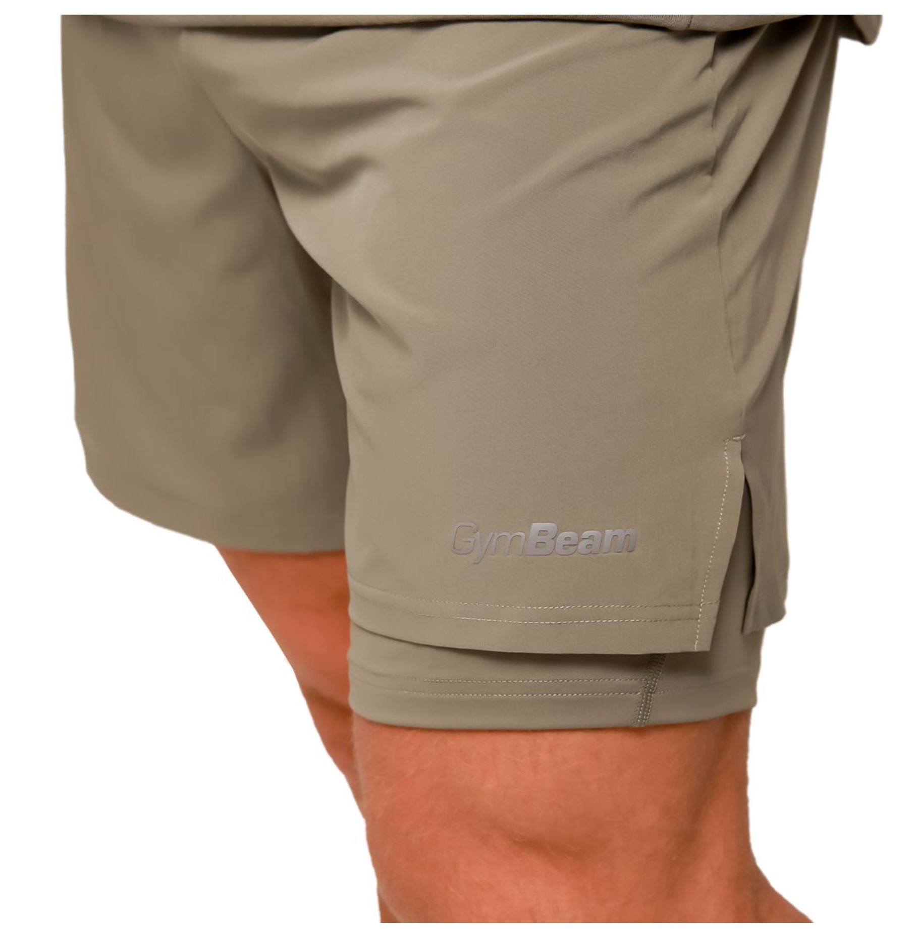 GymBeam PULSE Laufshorts 2in1 atmungsaktiv & schnelltrocknend mit Rückentasche Vetiver Gr. XL
