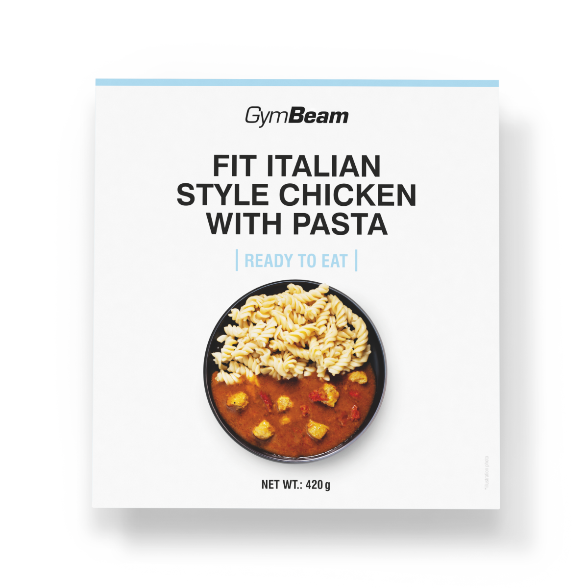 GymBeam Fertiggericht FIT Hühnchen mit Nudeln nach italienischer Art Fertigmahlzeit 420 g