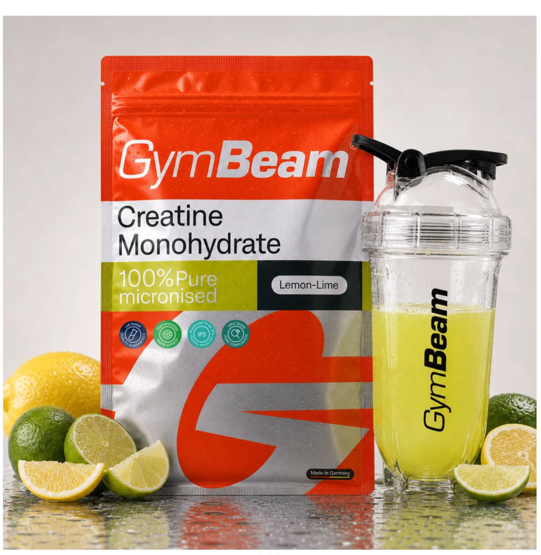GymBeam 100% Kreatin-Monohydrat reines Creatin mit Zitrone-Limette Geschmack 250 g