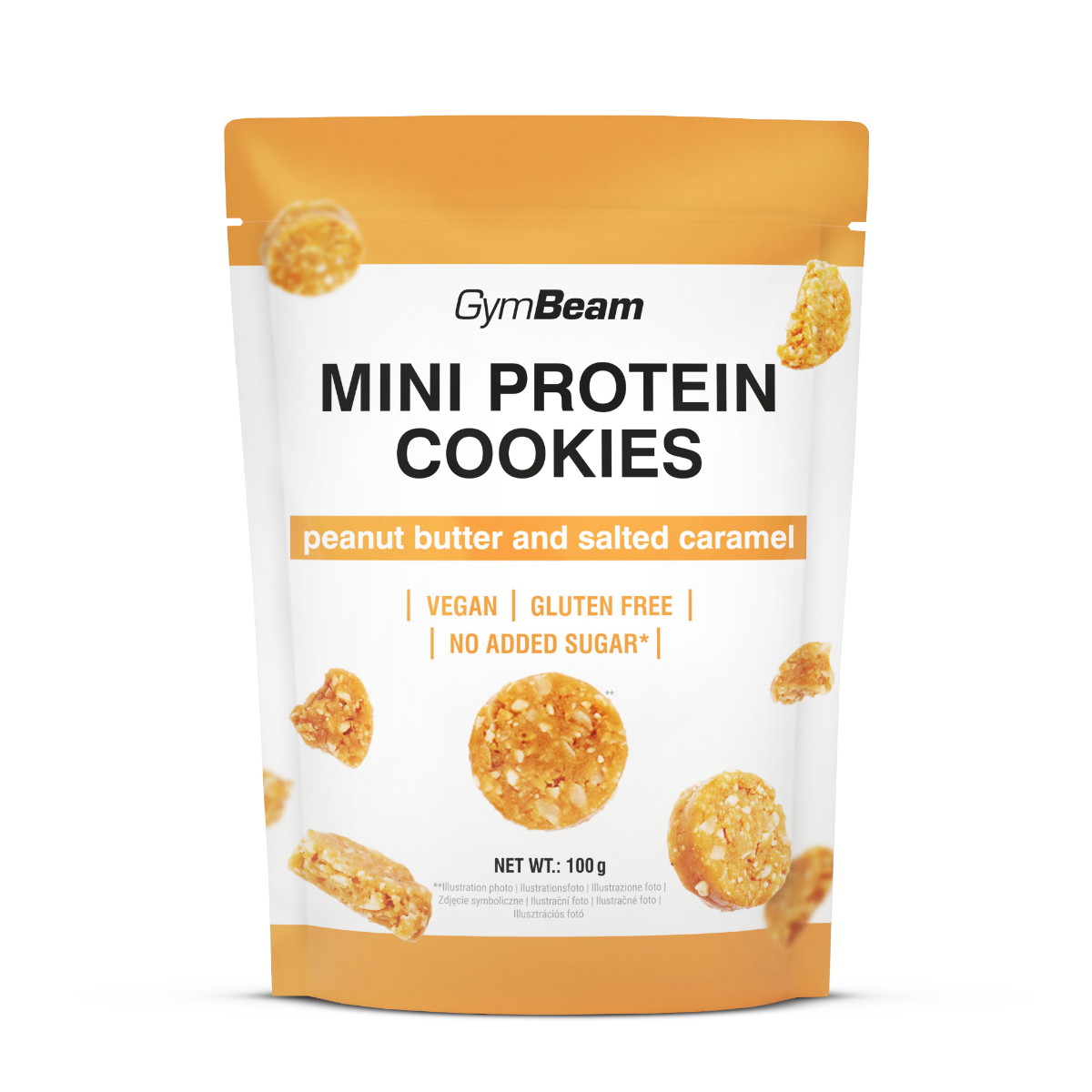 GymBeam Mini Protein Cookies Eisweiß-Kekse glutenfrei mit Erdnussbutter & gesalzenem Karamell 100 g