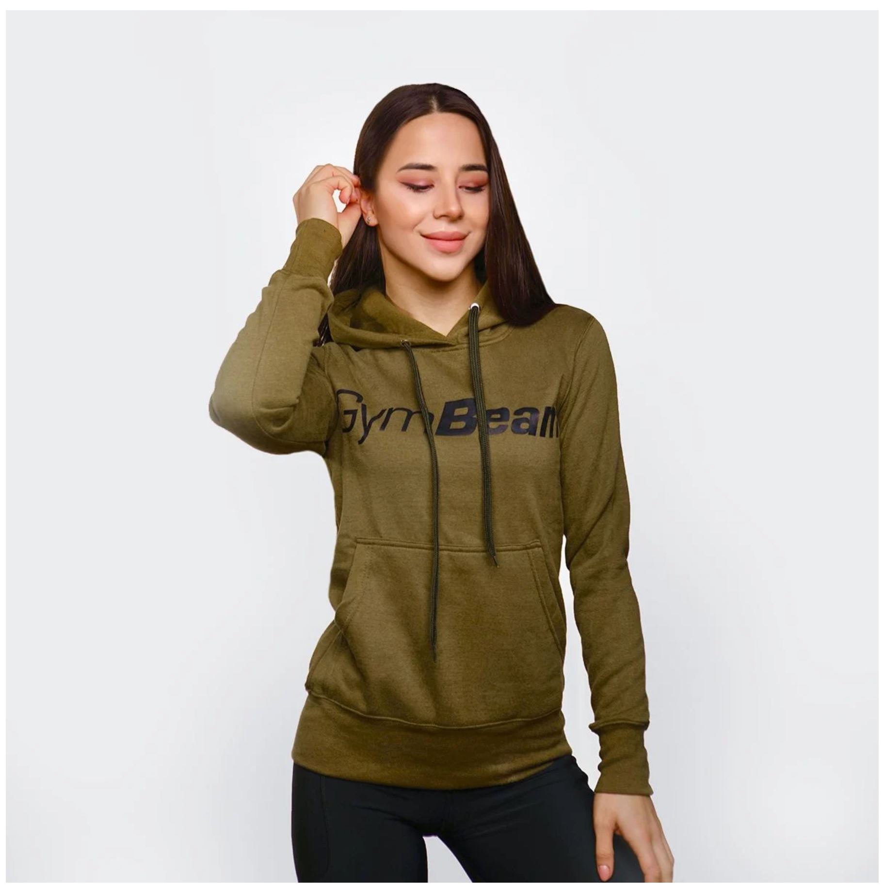 GymBeam ATHLETE-Hoodie für Frauen Sporthoodie Trainings-Kapuzenpullover Military Gr. S