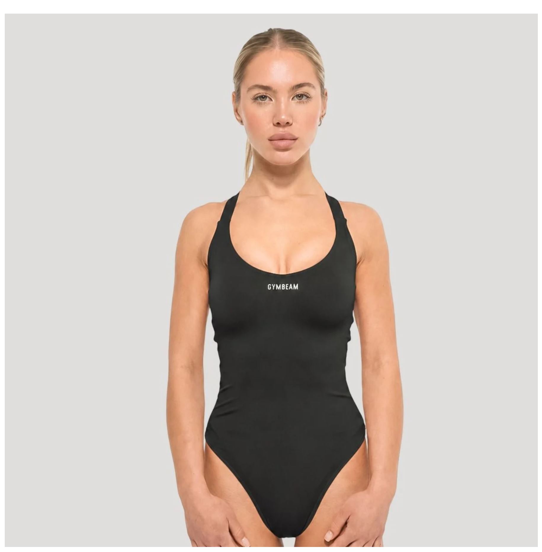 GymBeam Sportbody FLOW schwarz als Bodysuit oder Jumpsuit mit 4-Wege-Stretchtechnologie Sportsuit Gr. S