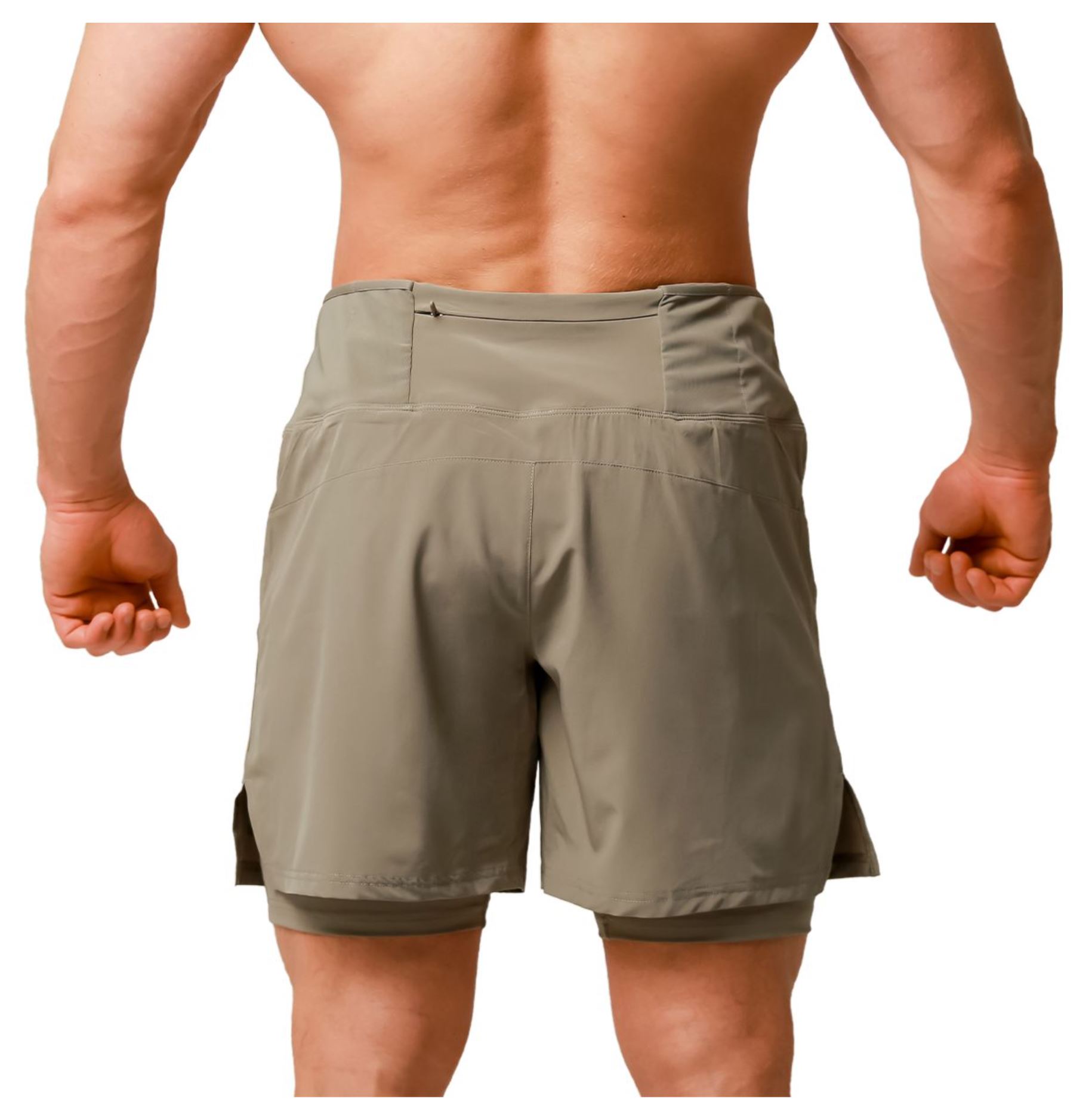 GymBeam PULSE Laufshorts 2in1 atmungsaktiv & schnelltrocknend mit Rückentasche Vetiver Gr. XL