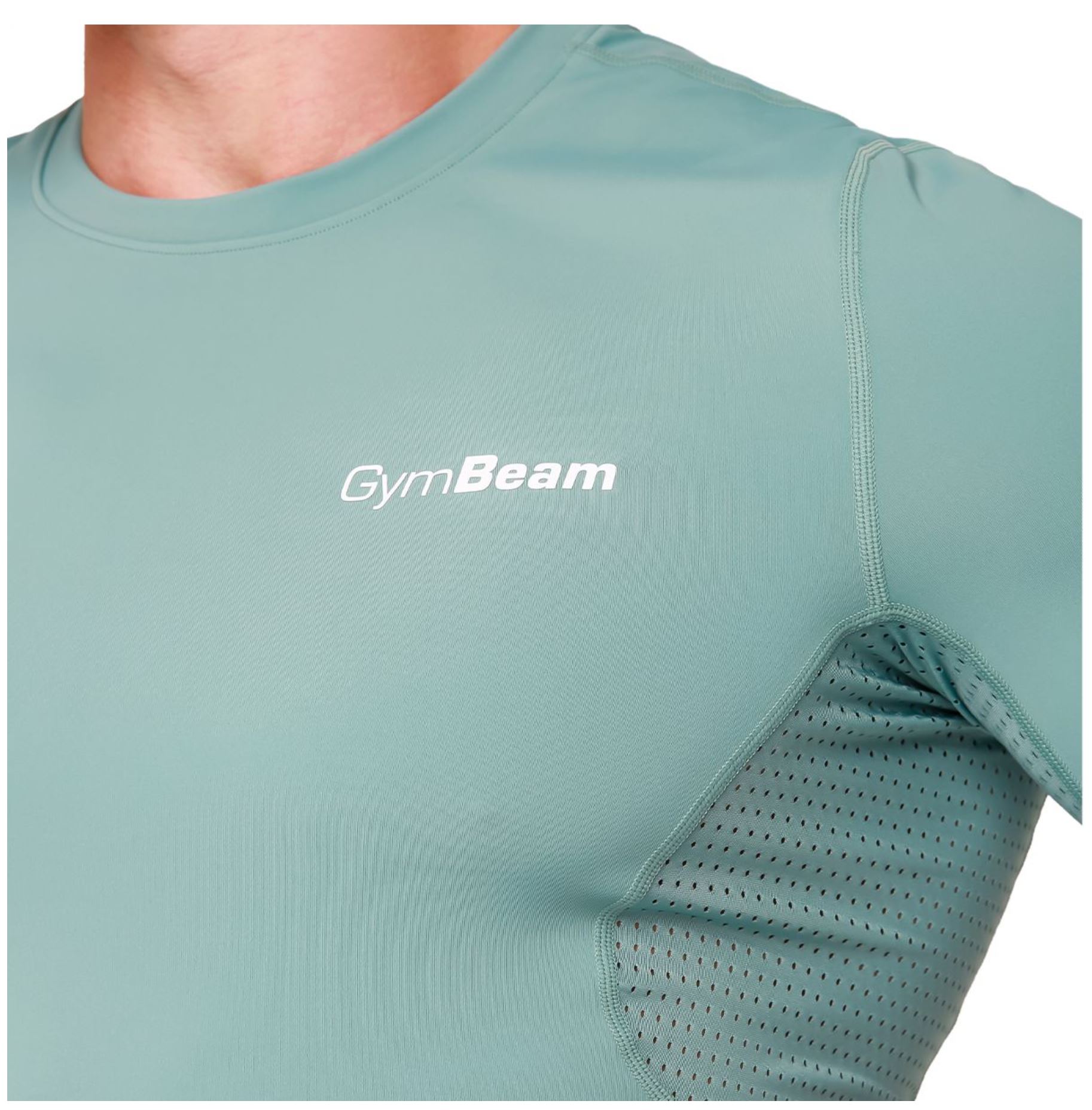 GymBeam High Kompressions‑T-Shirt in Mint für Bodybuilder Kompressionsshirt mit 3-fach Belüftungssystem Gr. S