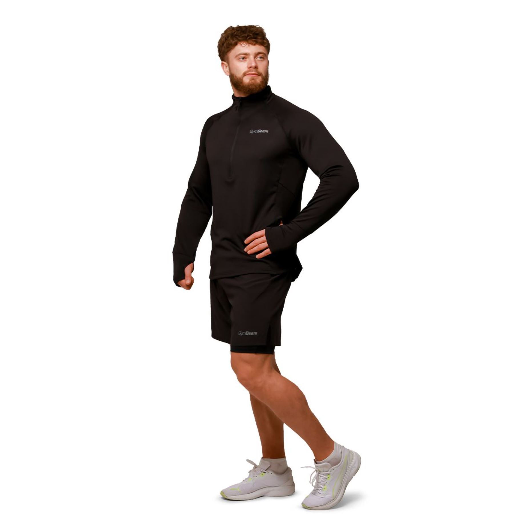 GymBeam PULSE Laufshorts 2in1 atmungsaktiv & schnelltrocknend mit Rückentasche Schwarz Gr. S