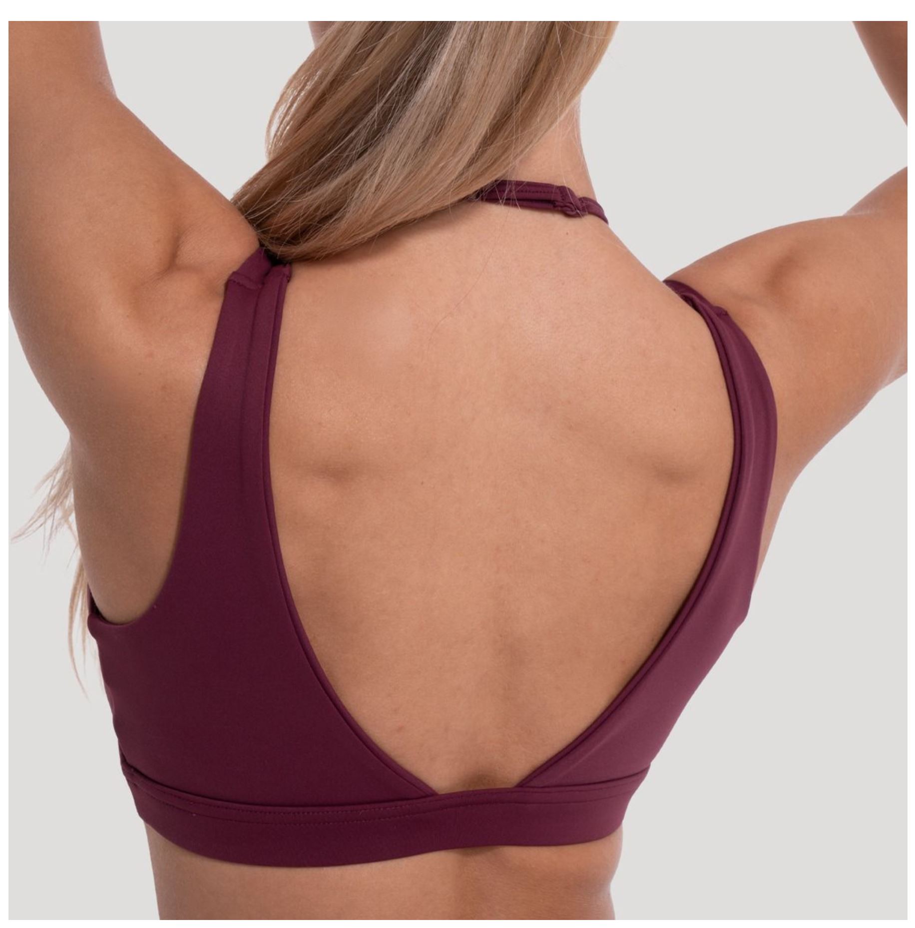GymBeam Sport-BH FLOW in Wine zweilagiges Design Fitness-BH mit Stützkraft & V-Ausschnitt Gr. L