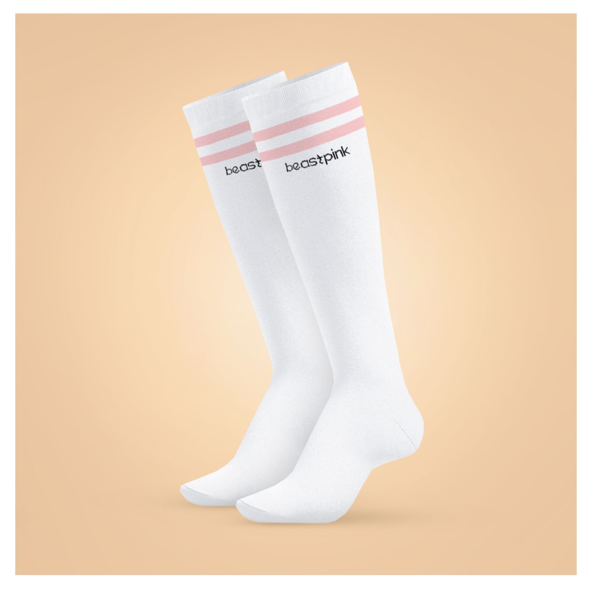 BeastPink Kniestrümpfe weiß Fitness-Kniestrümpfe Premium Sportsocken