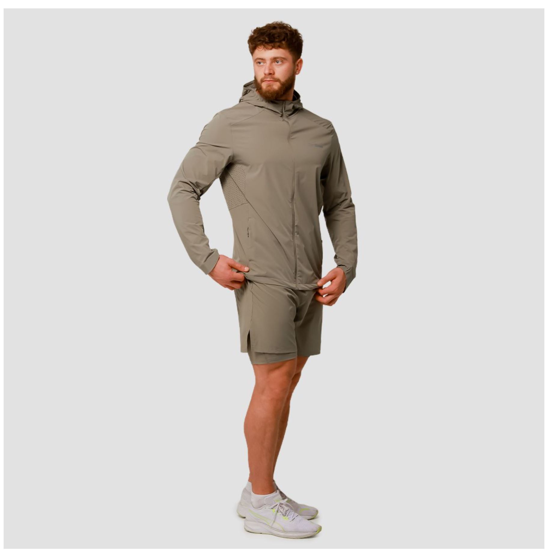 GymBeam PULSE Laufjacke wasserdicht Trainingsjacke DWR-Imprägniert Vetiver Gr. S