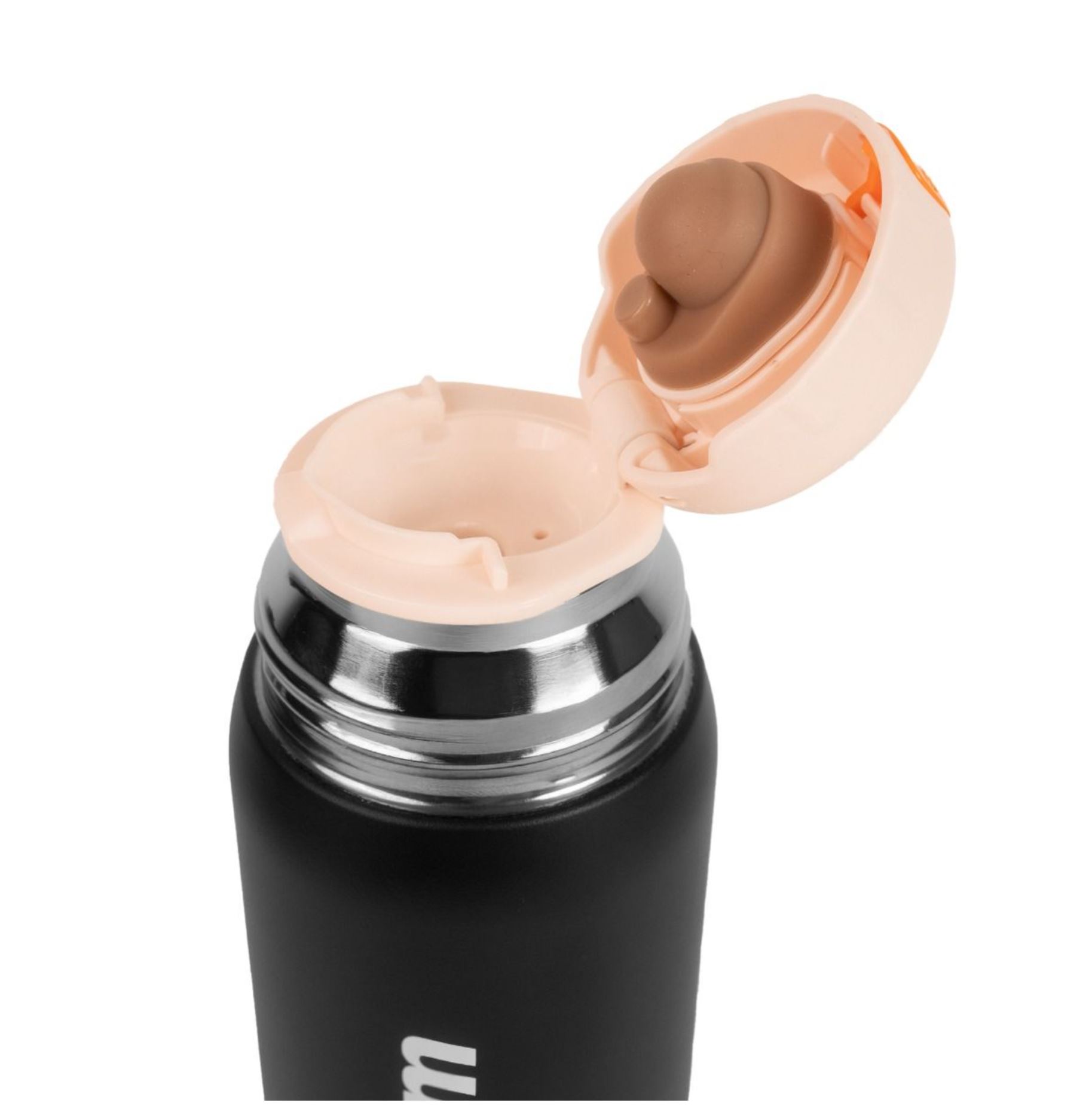 GymBeam Edelstahl-Isolierflasche 500 ml doppelwandig mit Becher schwarz warm & kalt